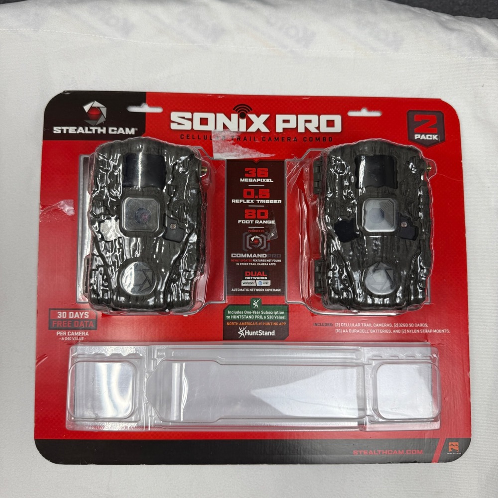 Stealth Cam Sonix Pro Cellular Trail Camera 2 Pcs 36MP 80ft Range STC-SXPWC2-2PK